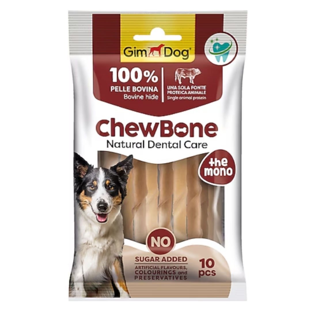 GimDog Rawhide Sticks Burgu Köpek Çiğneme Kemiği 5’’ 9-10 mm 80 Gr 10lu Naturel