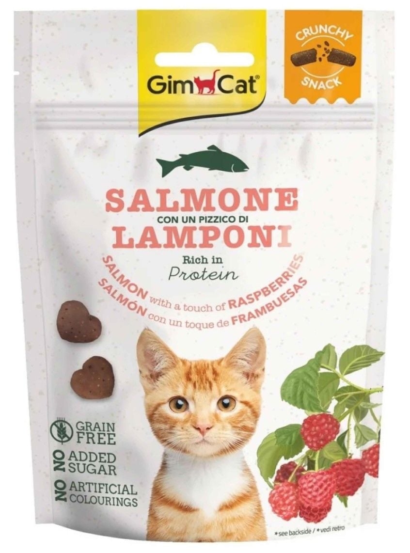 Gimcat Crunchy Snacks Salmon & Raspberry Tahılsız Kedi Ödülü 50 gr