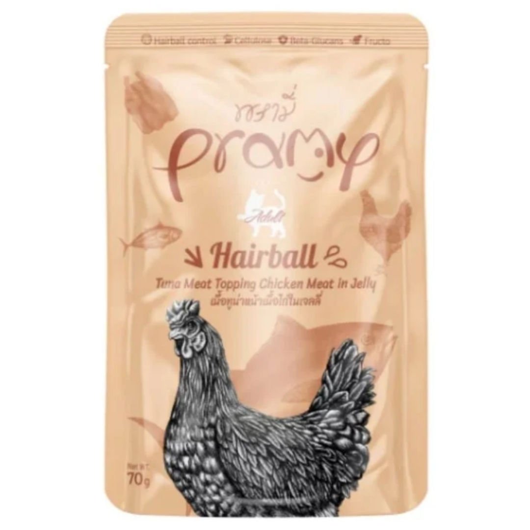 Pramy Hairball Jöle İçinde Ton Balıklı ve Tavuk Etli Kedi Konservesi 70gr