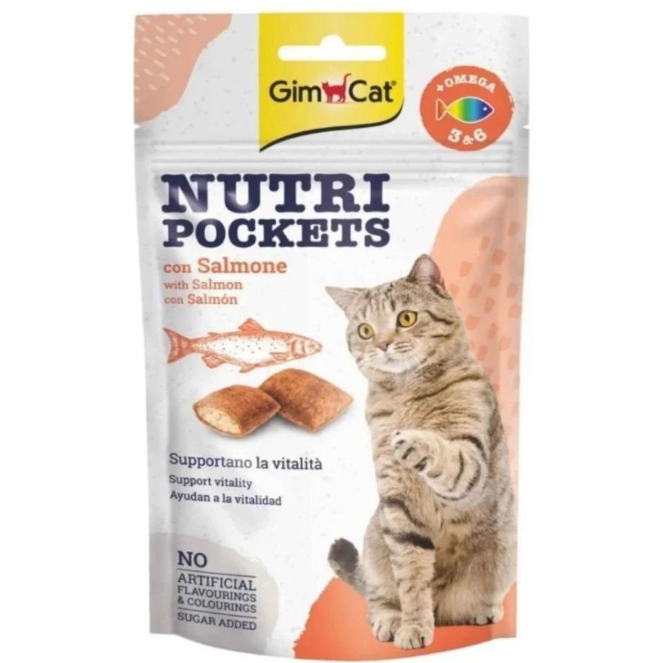 GimCat Nutripockets Kedi Ödülü Somon Omega 3&6 60Gr