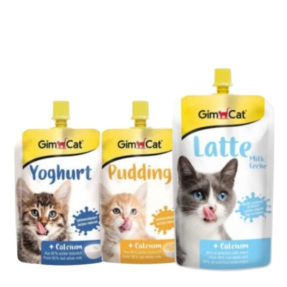 GimCat Yoghurt Kalsiyum Kedi Pudingi + Classic Kalsiyum Kedi Pudingi + Milk Latte Calcium Sıvı Kedi Sütü