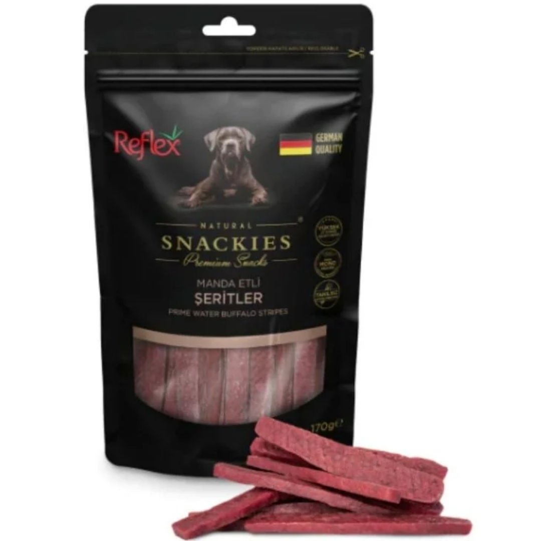 Reflex Snackies Natural Manda Etli Şerit Tahılsız Köpek Ödül Maması 170gr