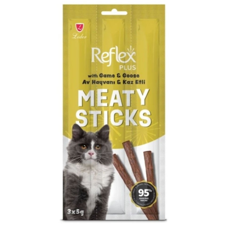 Rexflex Plus Av Hayvanlı ve Kaz Etli Stick Yetişkin Kedi Ödül Maması 15gr (3'lü)
