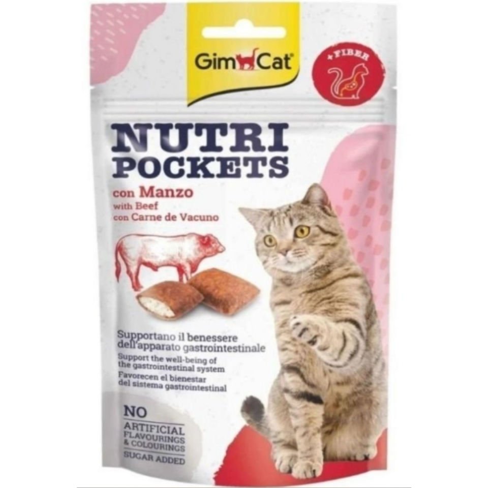 GimCat Nutripockets Kedi Ödülü Biftek Malt 60Gr