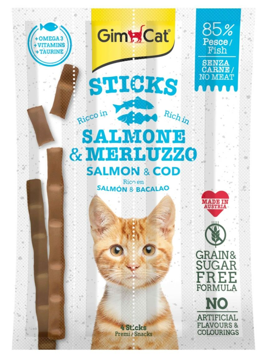 GimCat Sticks Somon Morina Tahılsız Ödül Çubukları 4'lü 20 gr