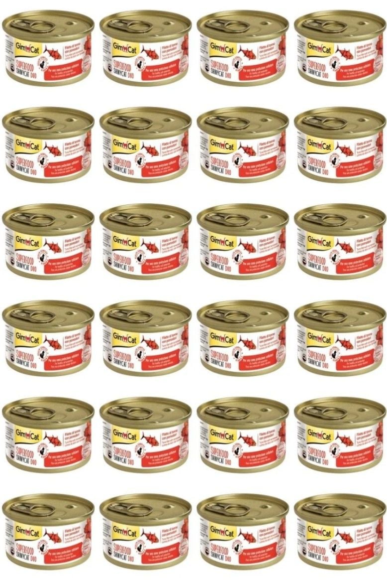 GimCat Shinycat SF Fileto Tuna Balıklı Domatesli Konserve Kedi Maması 70 Gr x 24 Adet