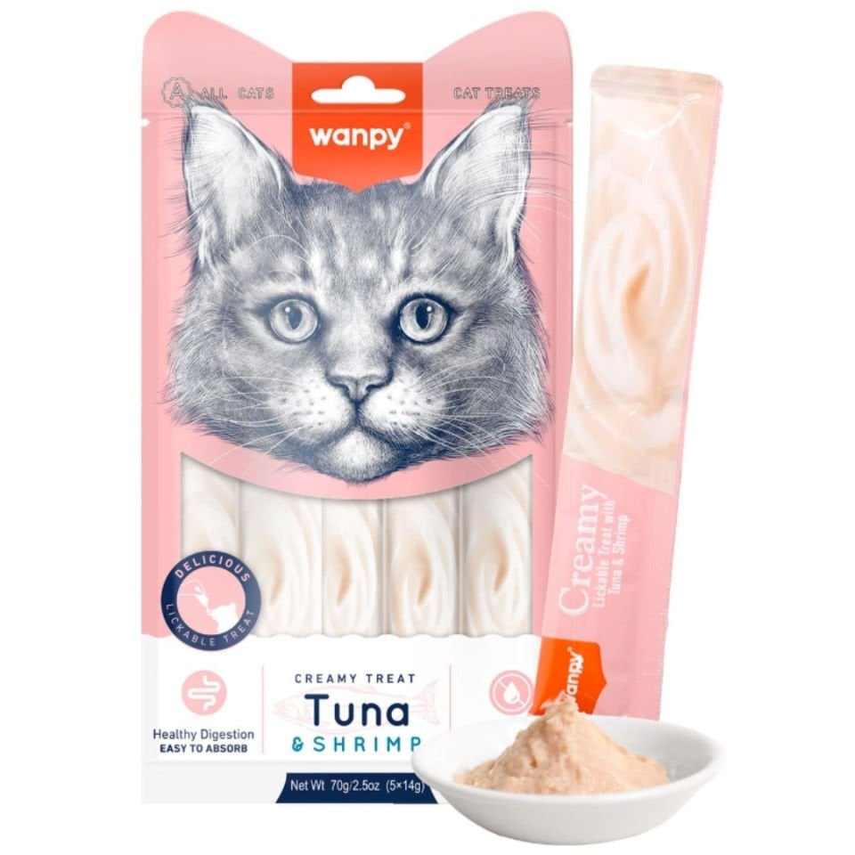 Wanpy Ton Balıklı Karidesli Likit Sıvı Kedi Ödülü 14 Gr X 5 Li