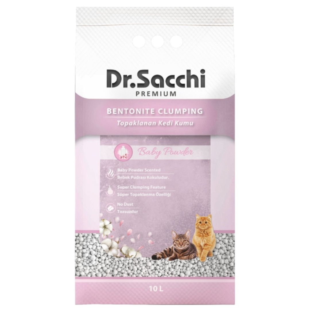 Dr.Sacchi Bebek Pudrası Kokulu Bentonit Kedi Kumu 10 Lt