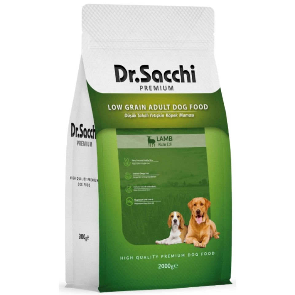 Dr.Sacchi Premium Düşük Tahıllı Kuzu Etli Yetişkin Köpek Maması 2 Kg