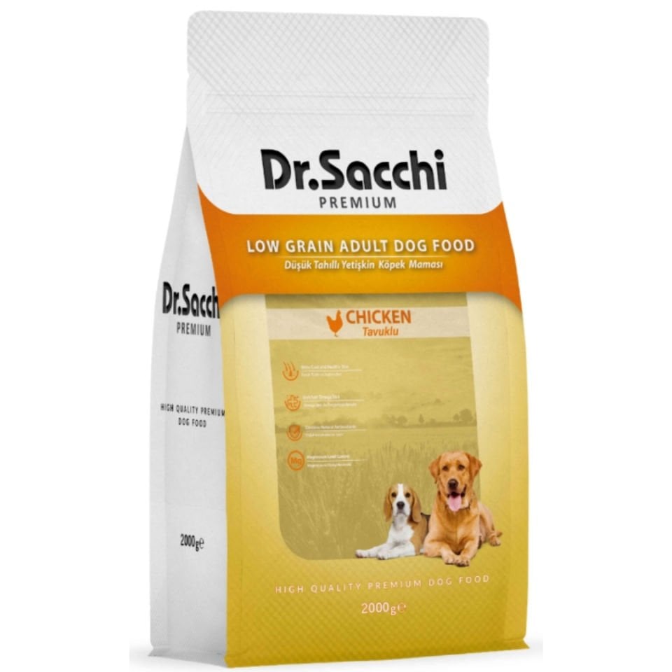 Dr.Sacchi Premium Düşük Tahıllı Tavuklu Yetişkin Köpek Maması 2 Kg