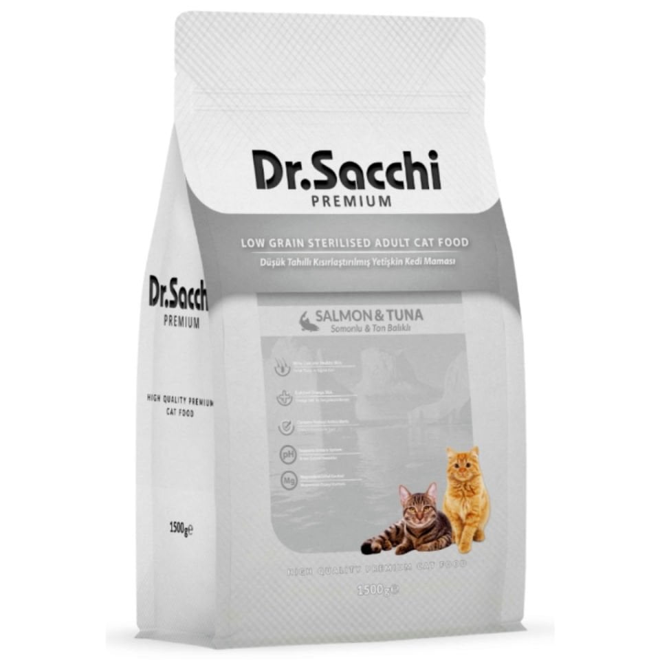 Dr.Sacchi Premium Düşük Tahıllı Kısır Kedi Maması 1,5 Kg