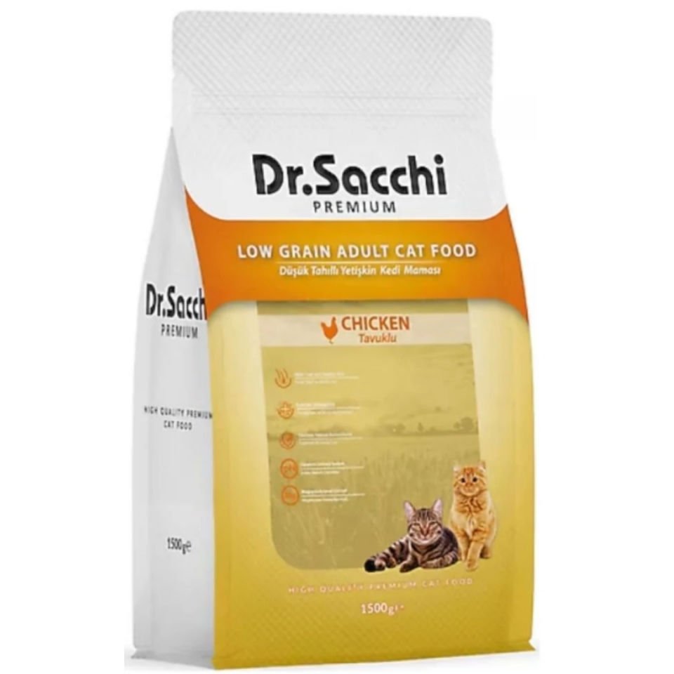 Dr.Sacchi Premium Düşük Tahıllı Tavuklu Kedi Maması 1,5 Kg