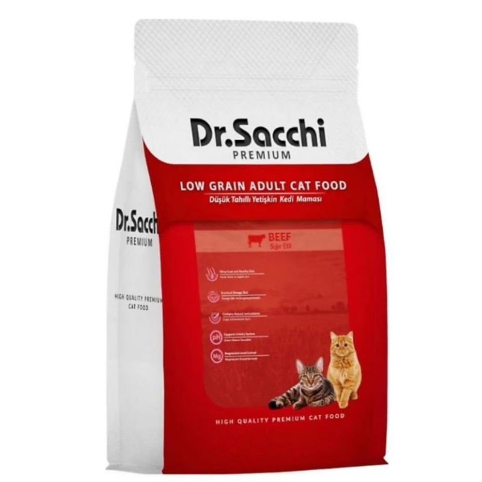 Dr.Sacchi Premium Sığır Etli Düşük Tahıllı Yetişkin Kedi Maması 1,5kg