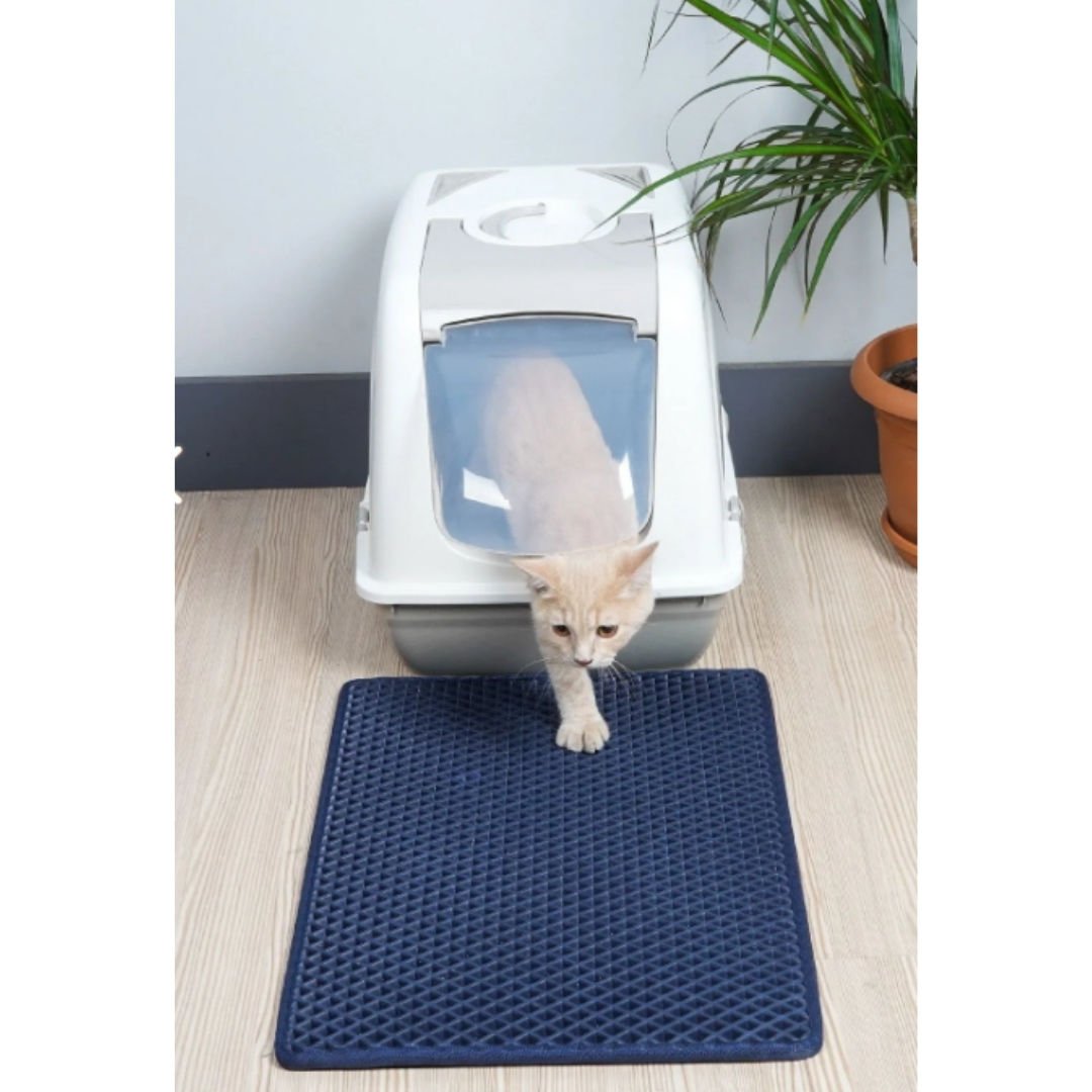 Elekli Kedi Tuvalet Önü Paspası 40 x 55 cm Lacivert