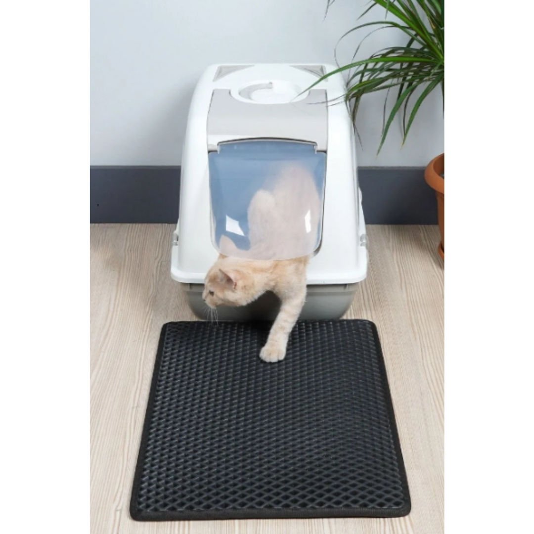 Elekli Kedi Tuvalet Önü Paspası 40 x 55 Cm Siyah