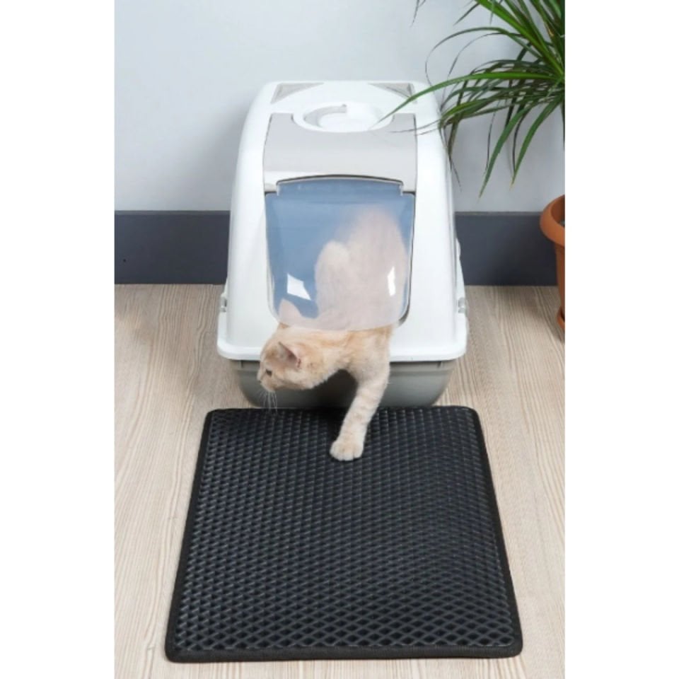 Elekli Kedi Tuvalet Önü Paspası 40 x 55 Cm Siyah