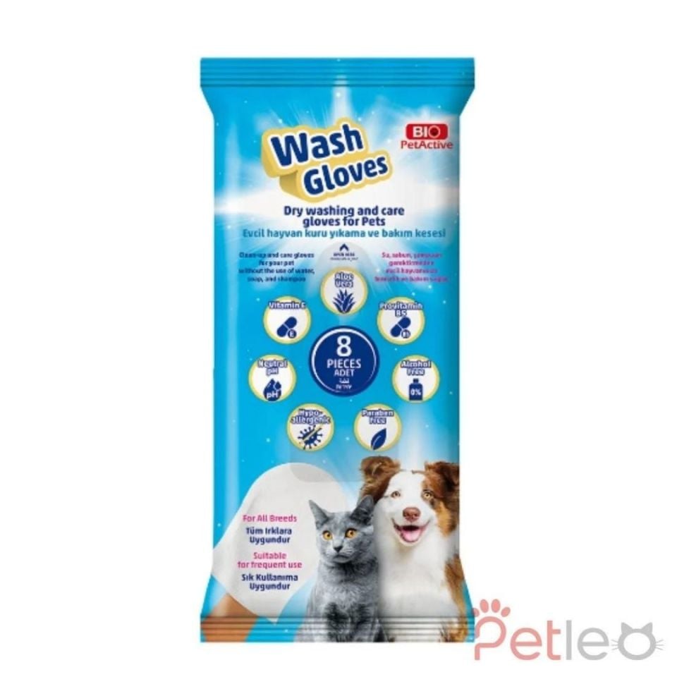 Bio PetActive Wash Glowes (Evci̇l Hayvan Kuru Yıkama Bakım Kesesi̇)
