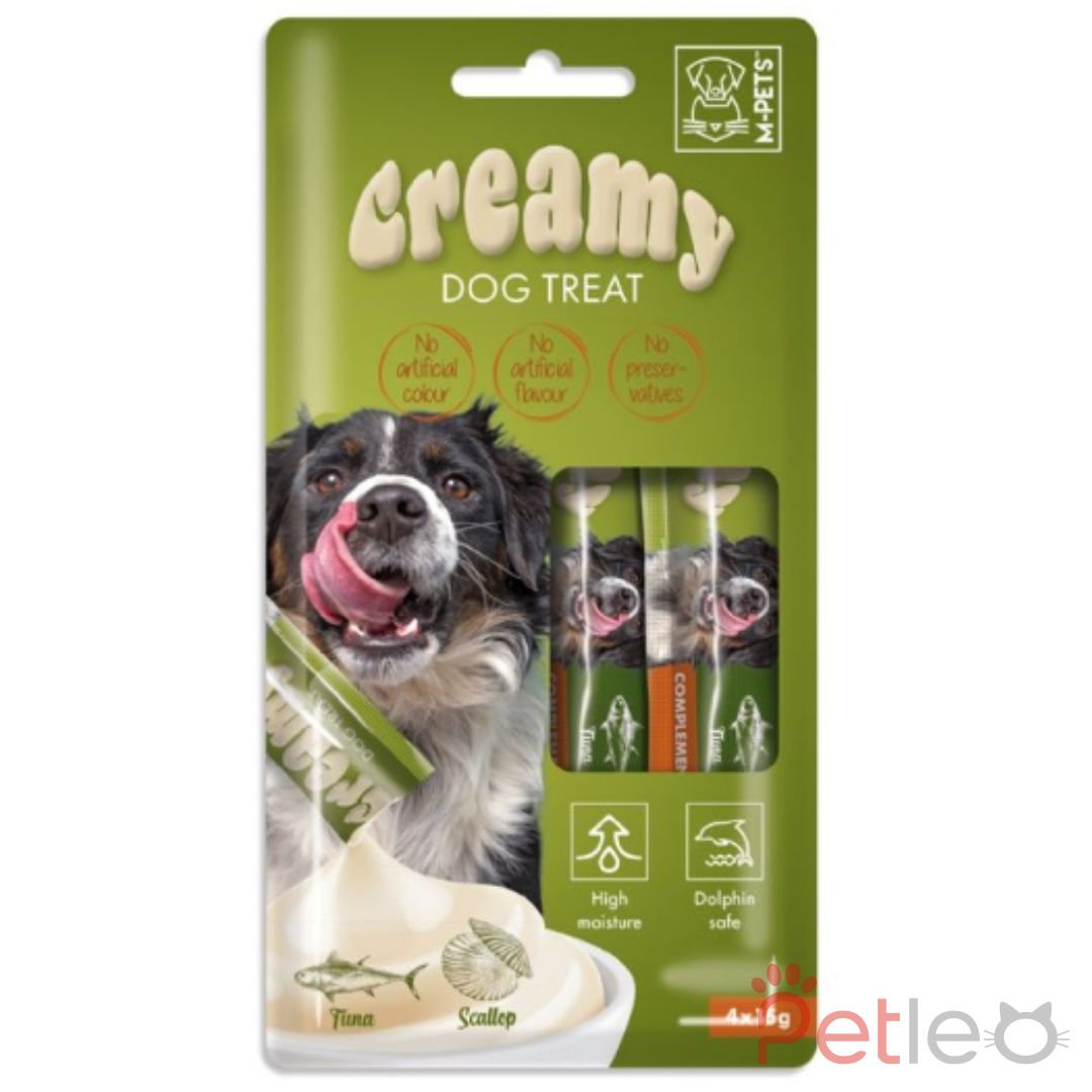 M-PETS Creamy Ton Balıklı Deniz Taraklı Sıvı Köpek Ödülü 4x15gr
