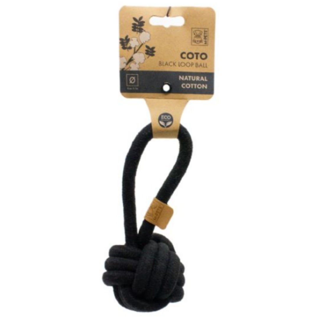 M-PETS Coto Black Loop Ball 8 Cm Çekmeli Örgü Top Oyuncak