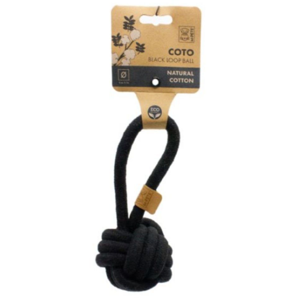 M-PETS Coto Black Loop Ball 8 Cm Çekmeli Örgü Top Oyuncak