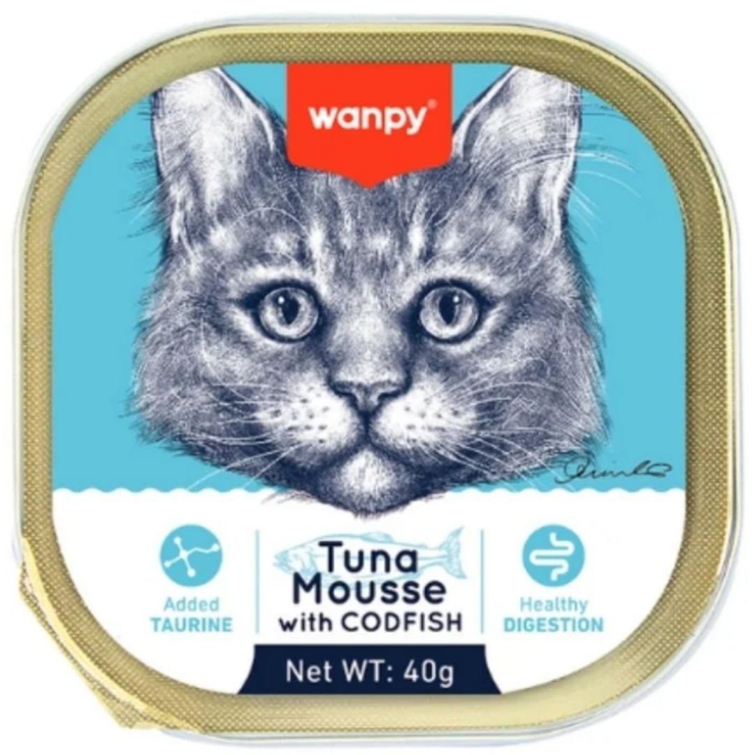 Wanpy Kedi 40g Ton & Morina Balıklı Alutray Yaş Mama