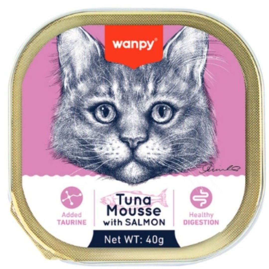Wanpy Kedi 40g  Ton Balıklı & Somonlu Alutray Yaş Mama