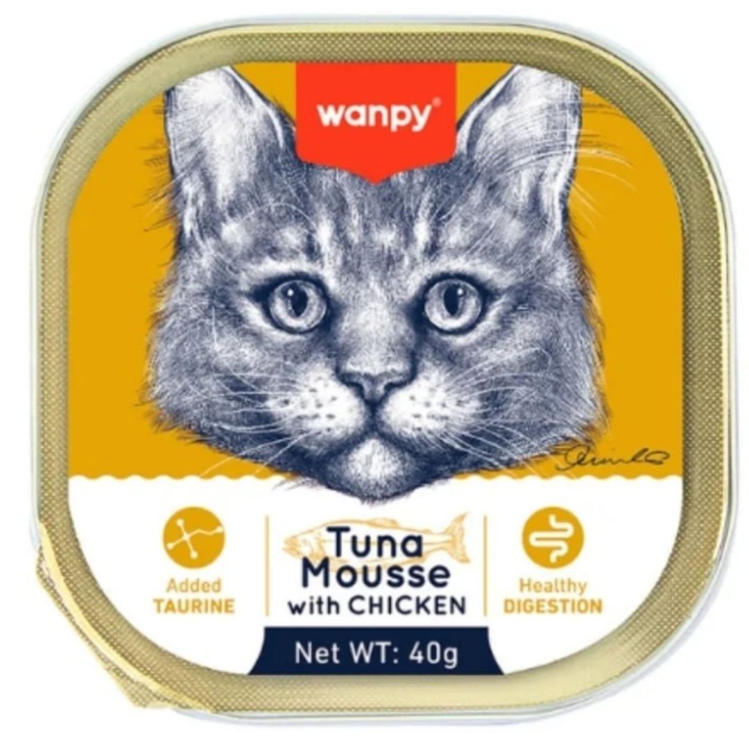 Wanpy Kedi 40g Ton Balıklı & Tavuklu Alutray Yaş Mama