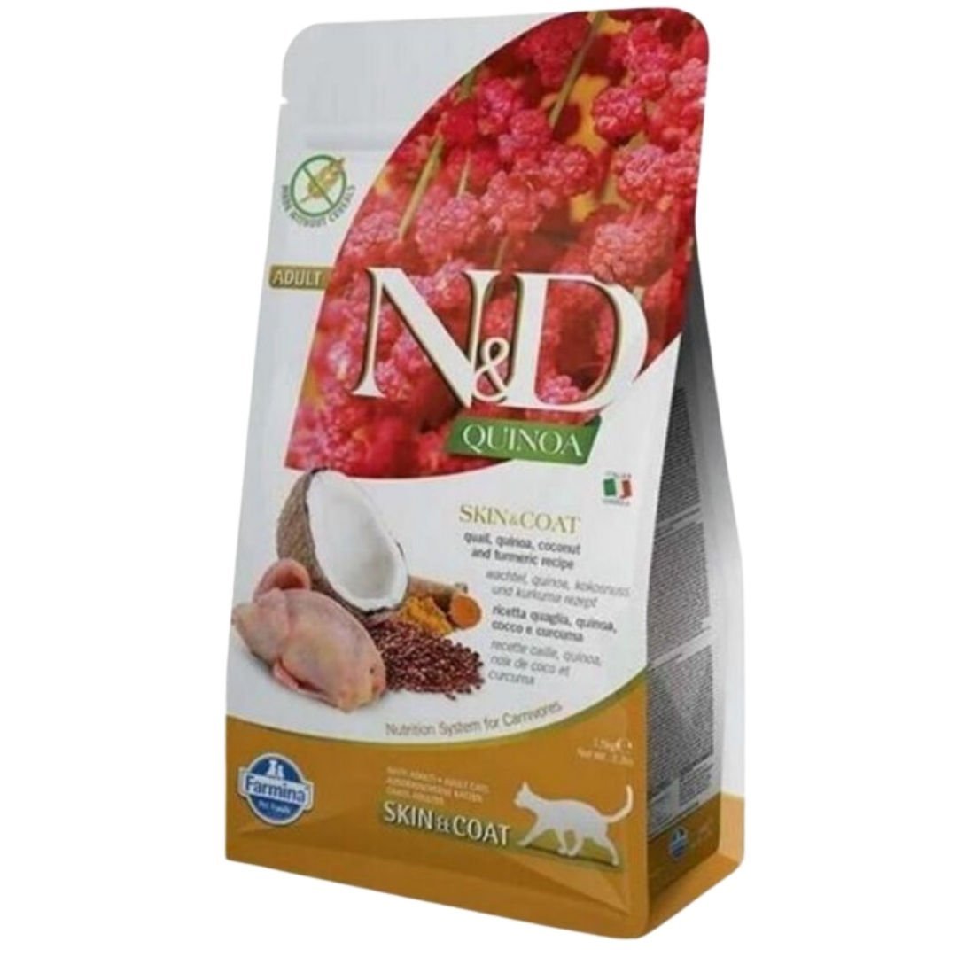 N&D Quinoa Skin Coat Tahılsız Bıldırcın Kinoa Tüy Sağlığı Yetişkin Kedi Maması 1,5 Kg