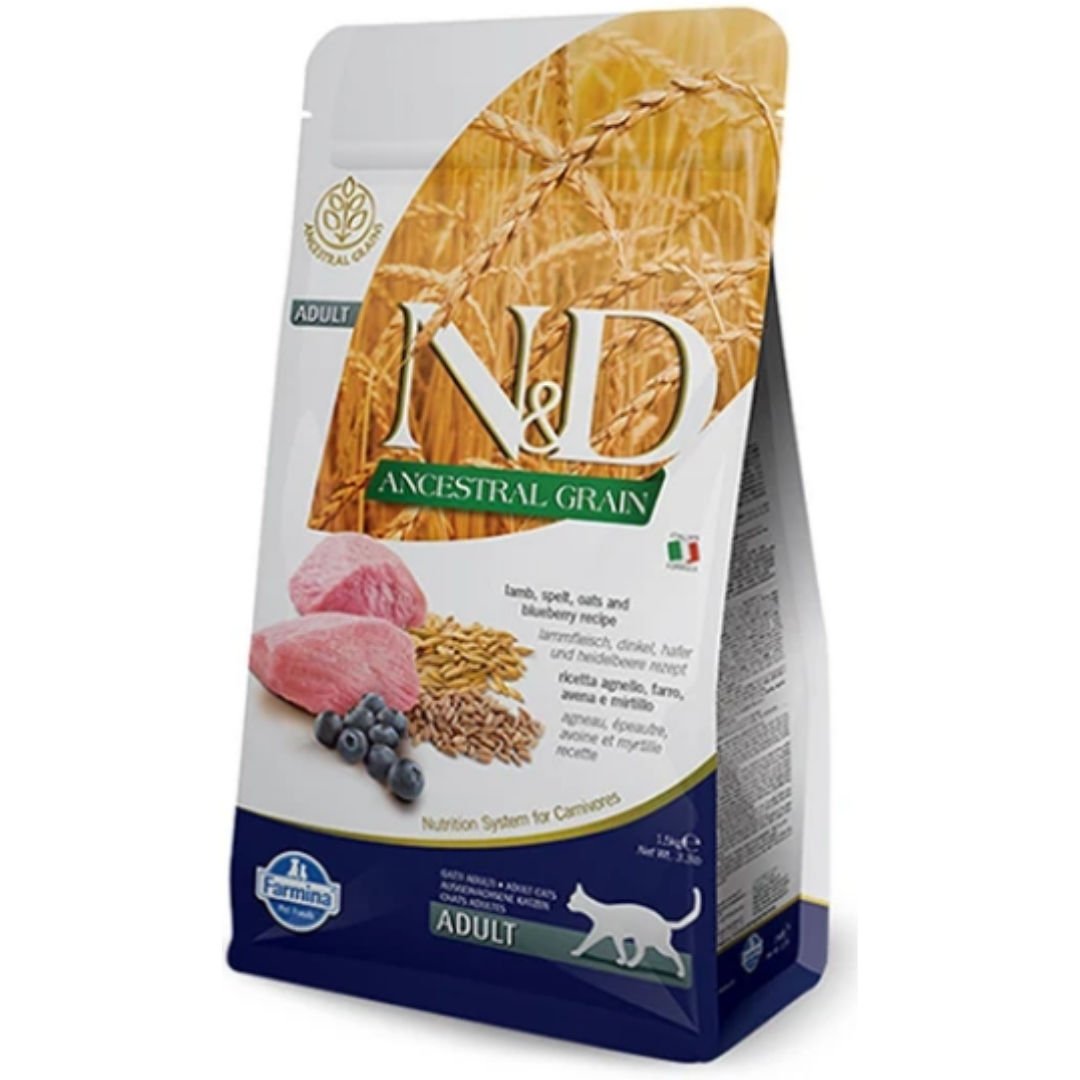 N&D Düşük Tahıllı Kuzu Etli Ve Yaban Mersinli Kedi Maması 1.5kg