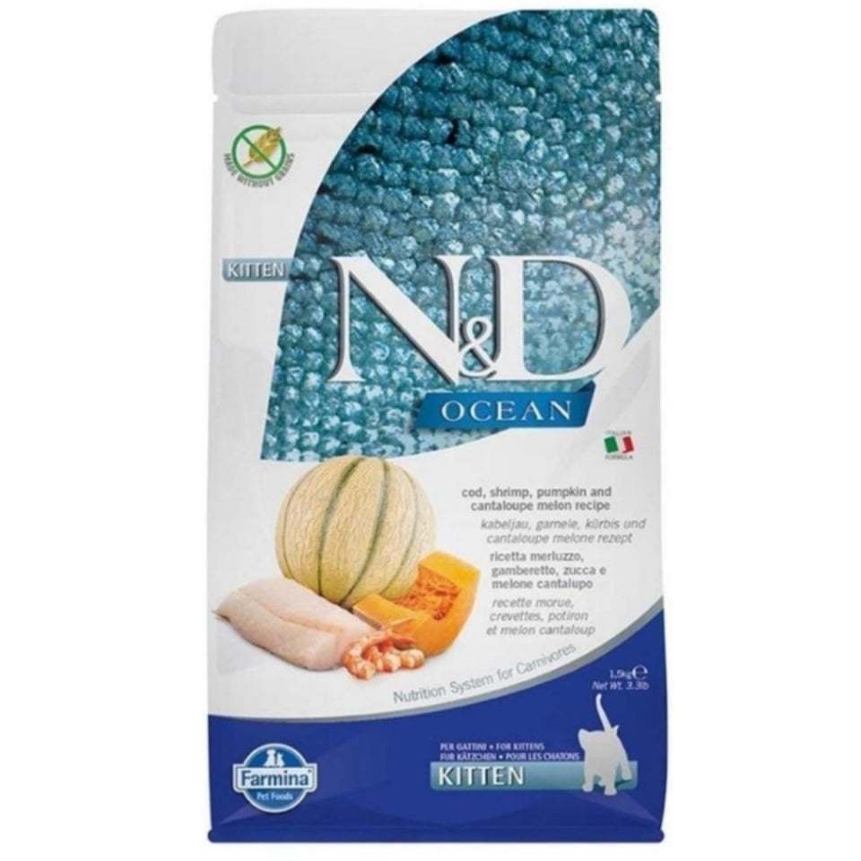 N&D Ocean Morina Balkabağı Karides Kavun Kitten Yavru Kedi Maması 1.5 Kg