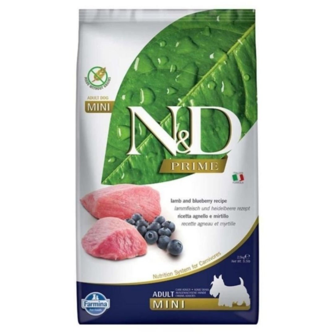 N&D Tahılsız Kuzu Etli Yaban Mersinli Küçük Irk Yetişkin Köpek Maması 2.5 Kg