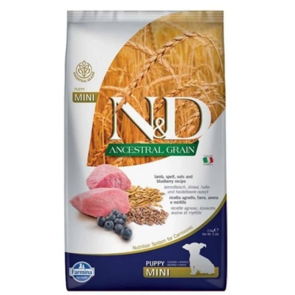 N&D Düşük Tahıllı Kuzu Etli Yaban Mersinli Küçük Irk Yavru Köpek Maması 2.5 Kg