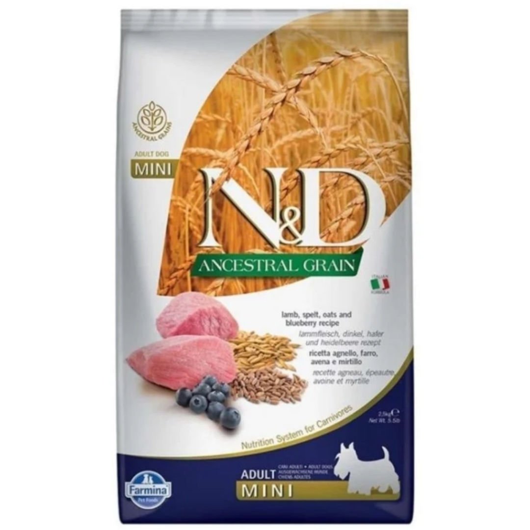 N&D Düşük Tahıllı Kuzu Etli Yaban Mersinli Küçük Irk Yetişkin Köpek Maması 2.5 Kg