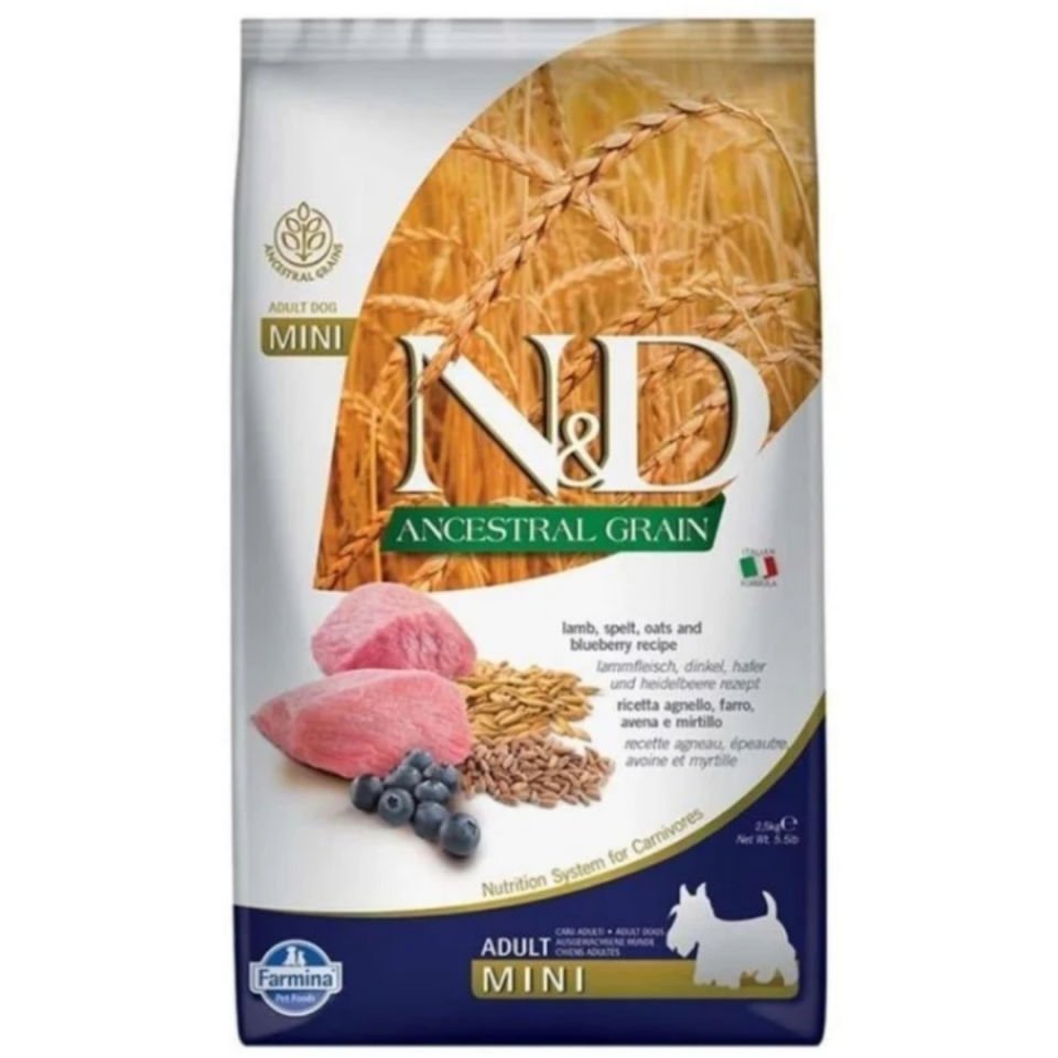 N&D Düşük Tahıllı Kuzu Etli Yaban Mersinli Küçük Irk Yetişkin Köpek Maması 2.5 Kg