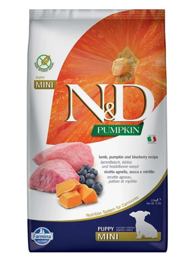 N&D Pumpkin Tahılsız Balkabaklı Kuzu Etli Yaban Mersinli Küçük Irk Yavru Köpek Maması 2.5 Kg