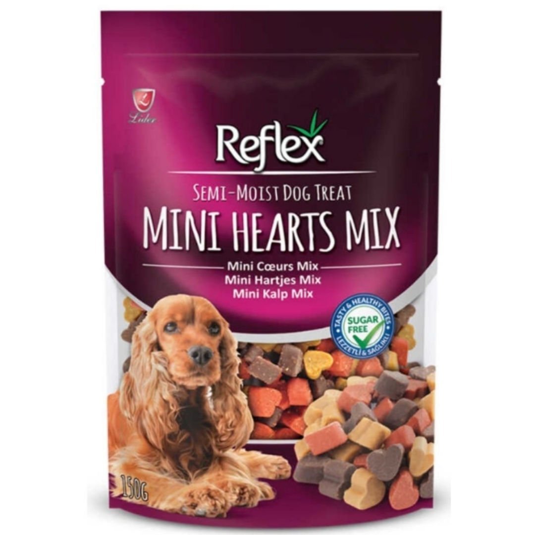 Reflex Karışık Renkli Mini Kalpli Yarı Yumuşak Köpek Ödül Maması 150gr