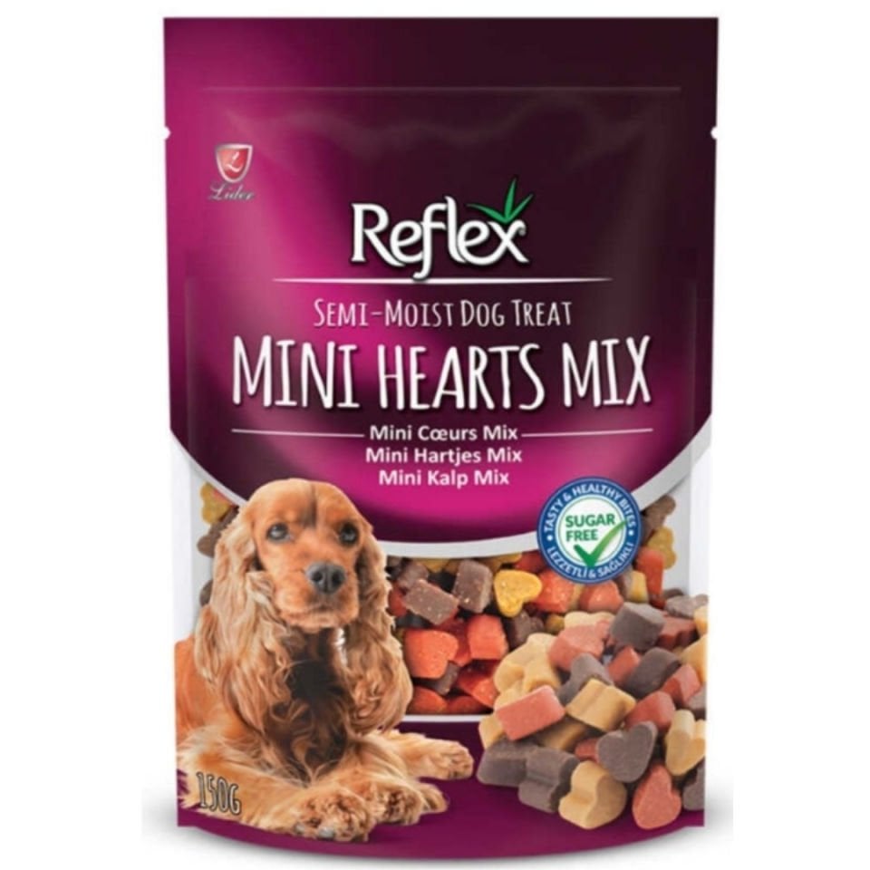 Reflex Karışık Renkli Mini Kalpli Yarı Yumuşak Köpek Ödül Maması 150gr