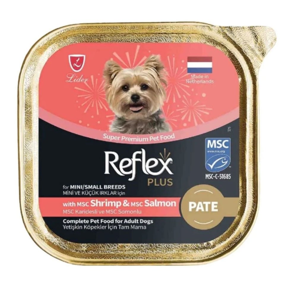 Reflex Plus Pate Karidesli ve Somonlu Küçük Irk Köpek Yaş Maması 85 Gr