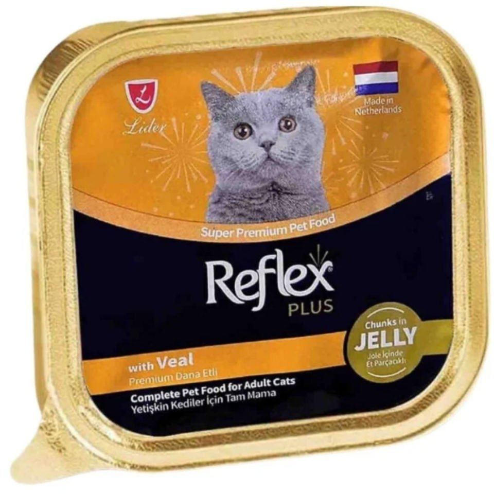 Reflex Plus Jöle İçinde Parça Dana Etli Yetişkin Kedi Konservesi 85gr