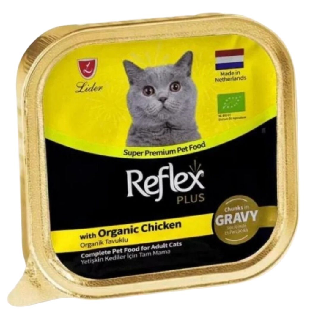 Reflex Plus Sos İçinde Parça Organik Tavuk Etli Yetişkin Kedi Konservesi 85gr