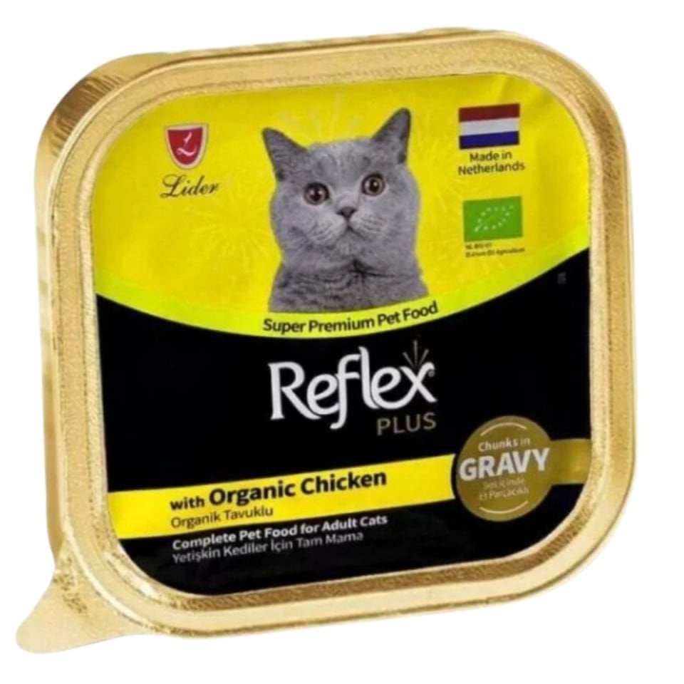 Reflex Plus Sos İçinde Parça Organik Tavuk Etli Yetişkin Kedi Konservesi 85gr