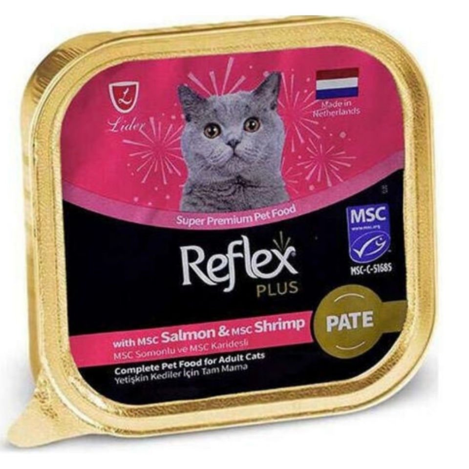Reflex Plus Pate Somon Balıklı ve Karidesli Yetişkin Yaş Kedi Maması 85gr